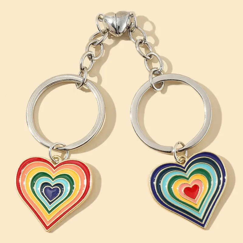 1 Set Sweet Heart Shape Alloy Unisex Keychain