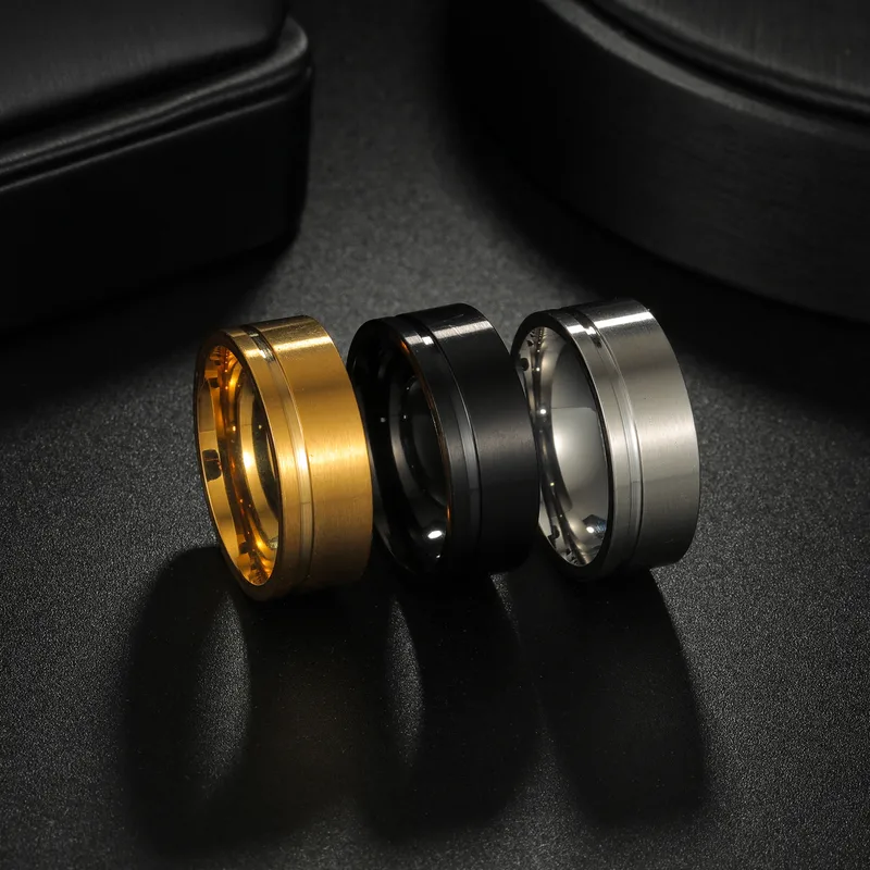 Simple Style Solid Color Titanium Steel Plating Men's Rings