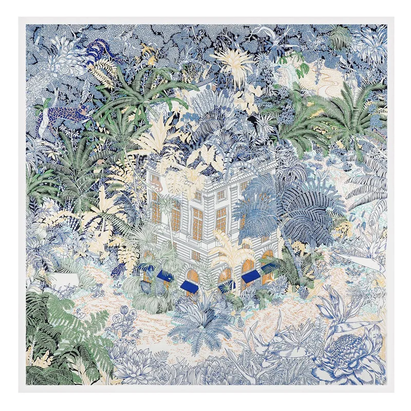 Women's Elegant Retro Plant Satin Printing Silk Scarf