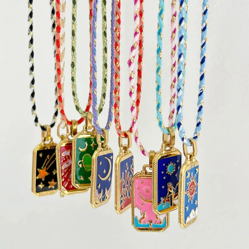 Elegant Vintage Style Geometric Heart Shape 304 Stainless Steel Enamel 18K Gold Plated Valentine'S Day Women's Pendant Necklace
