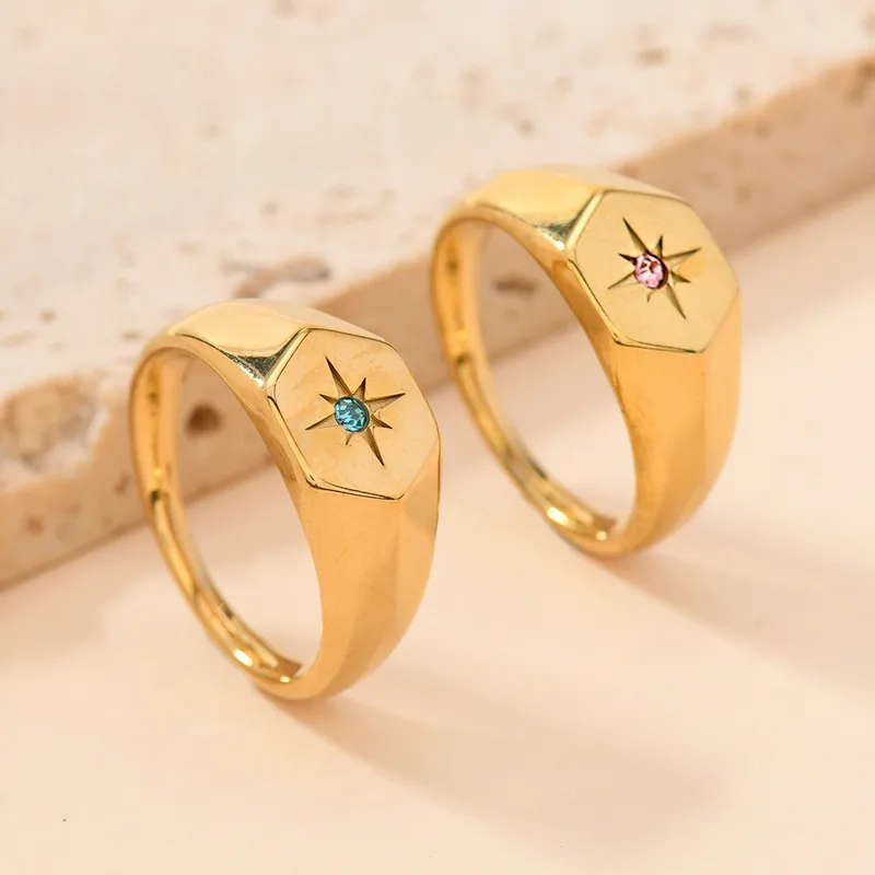 Vacation Classic Style Solid Color 304 Stainless Steel Inlay Rhinestones Women's Rings