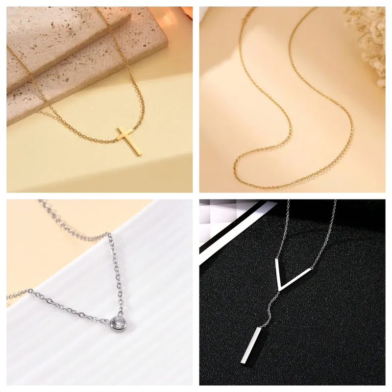 Vintage Style Simple Style Cross 304 Stainless Steel Women's Necklace