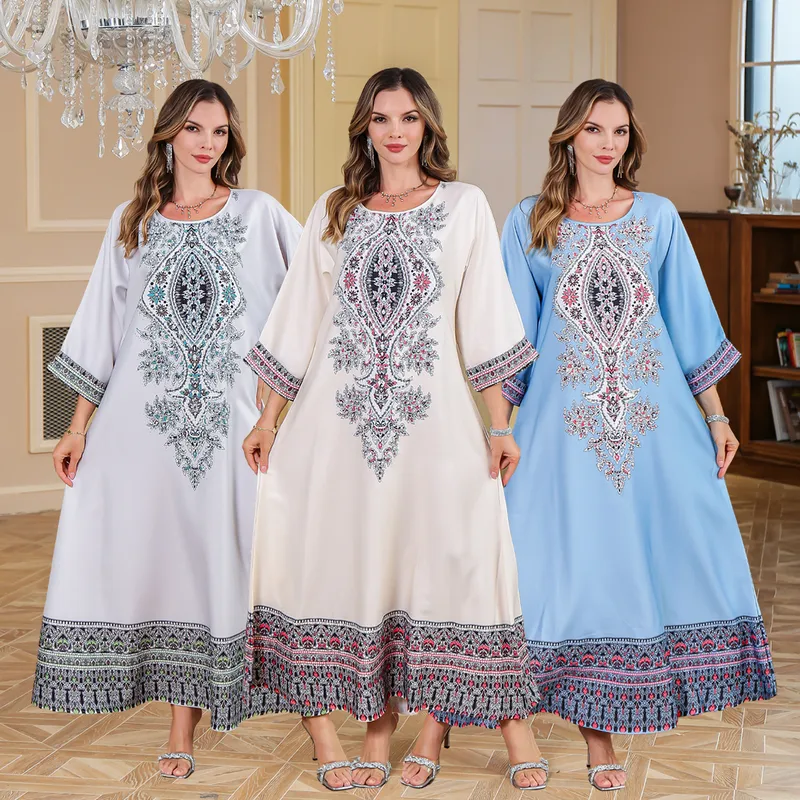 Women's Adults Color Block Printing Abaya