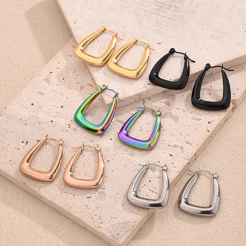1 Pair/Package Casual Modern Style Simple Style U Shape Multicolor Handmade Polishing Plating 304 Stainless Steel 18K Gold Plated Colorful Plating Rose Gold Plated Earrings