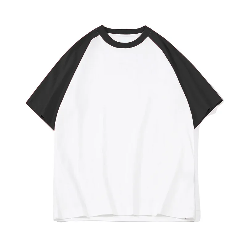 Contrast Color Raglan Cotton Short-Sleeved T-shirt Custom Class Uniform Printed Logo Student Sports Meeting Group Clothes Culture Advertising Shirt