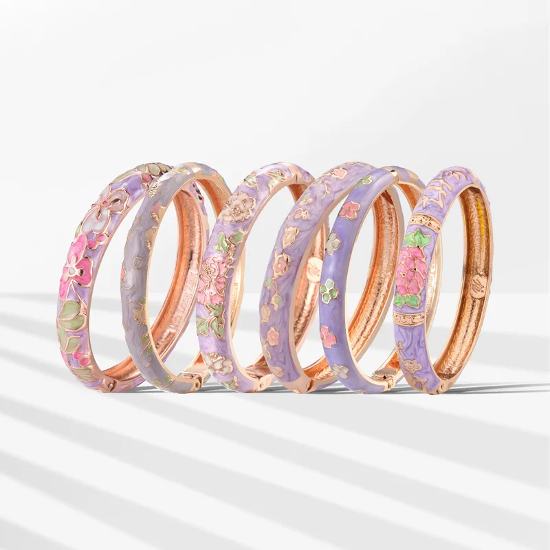 Ethnic Style Flower Zinc Alloy Enamel Women's Bangle