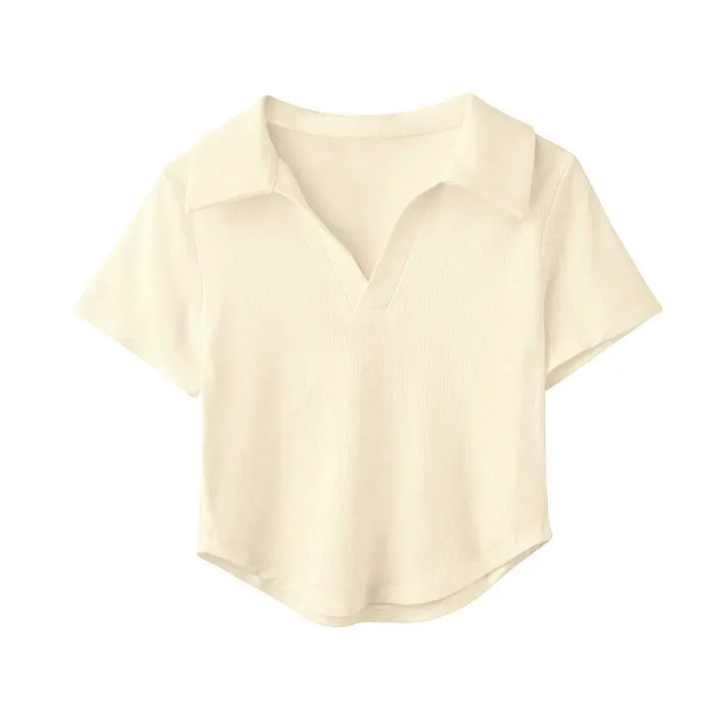 170G Short Slim-Fit Polo Collar Short Sleeve T-shirt Modal 95% Cotton 5% Spandex Open Version Custom Design