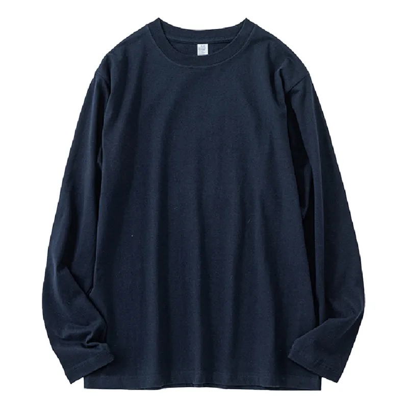 260G Long Sleeve Pure Cotton T-shirt Printing Japanese Style Heavy Drop Shoulder Round Neck Bottoming Shirt Cultural Shirt Custom Printed Logo