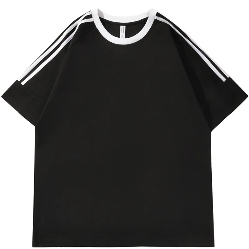 230G Fashion Brand Ponte De Roma Summer Sweat Absorbing Breathable And Loose T-shirt Drop Shoulder Round Neck T-shirt DIY Custom Printed Logo