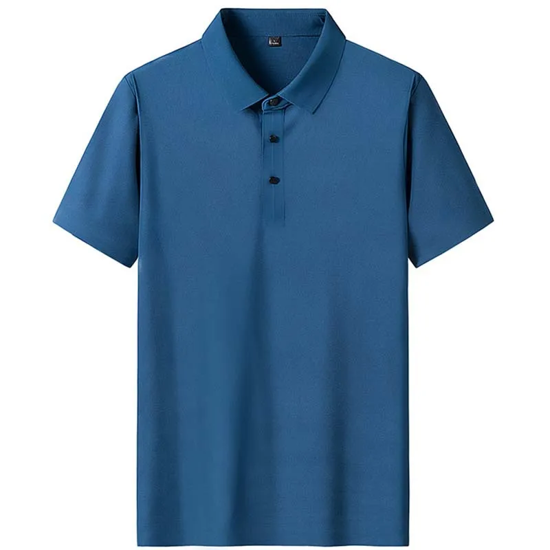 Ice Silk Seamless  Printed High Elastic Seamless Lapel T-shirt Summer Work Clothes Quick-Drying  Custom Logo