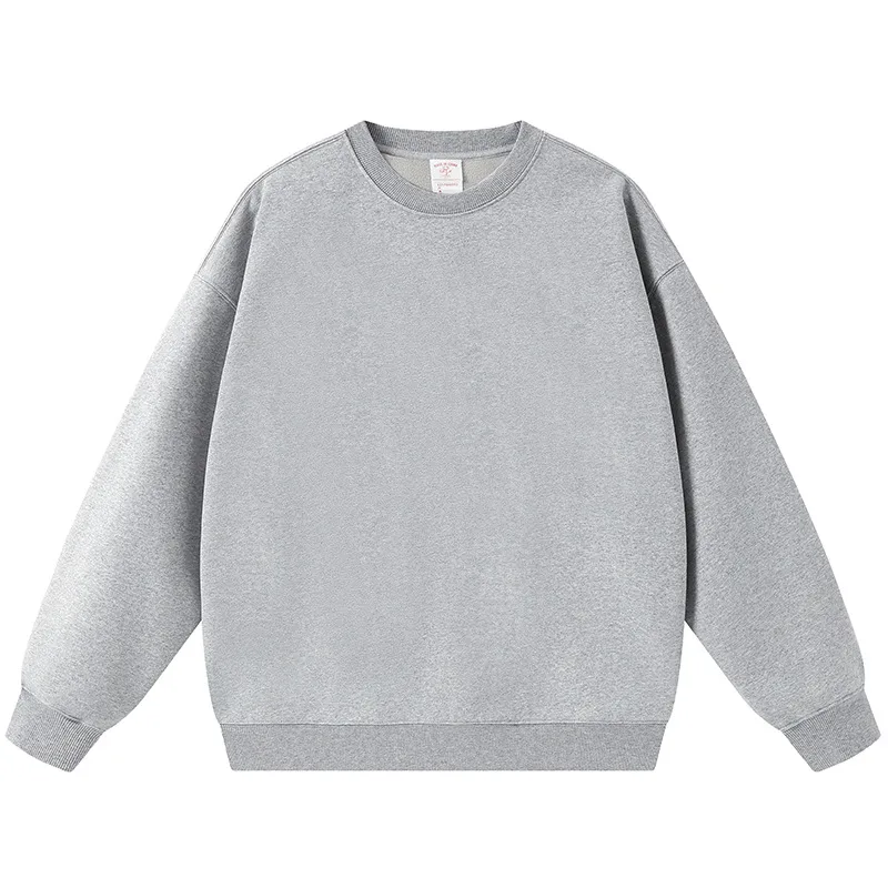 American-Style Polar Fleece Thickened Heavy Thermal Round-Neck Sweater Loose Shoulder Trendy Men And Women Pullover Custom Printed Logo