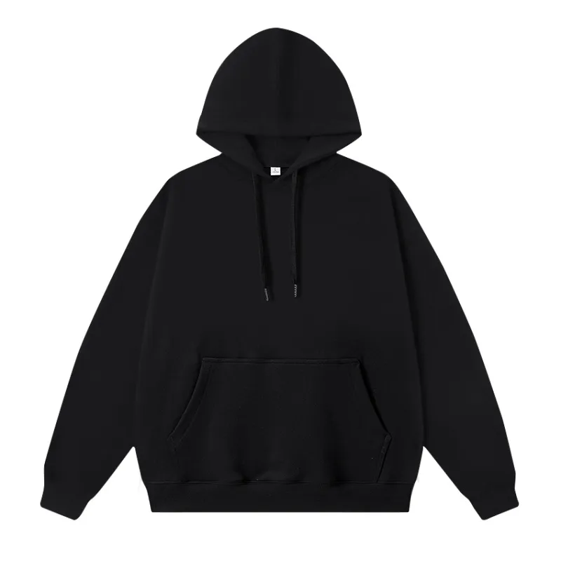 460G Ins Style Cotton Hooded Sweater Customization Heavy Terry Loose American Drop Shoulder Pullover Round Neck Printed Logo