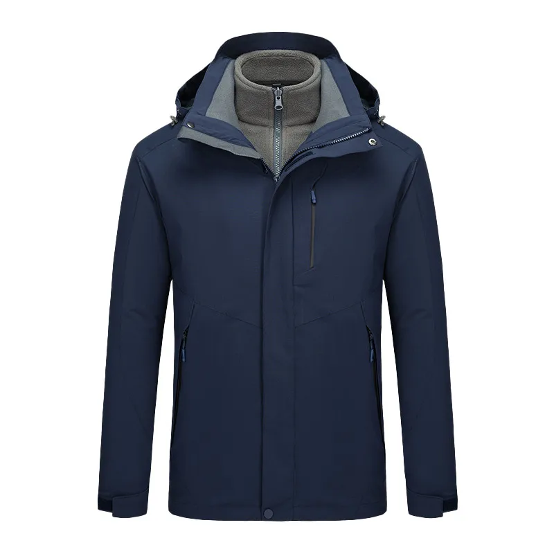Autumn And Winter Three-in-One Shell Jacket Printed Logo Outdoor Windproof Thermal Cold-Proof Clothing Men's Mountaineering Jacket Custom Lettering
