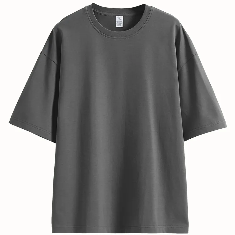 250G Heavy American High Quality Short Sleeve Drop Shoulder Loose Fashion Brand T-shirt Round Neck T-shirt Custom Embroidery Pint Logo