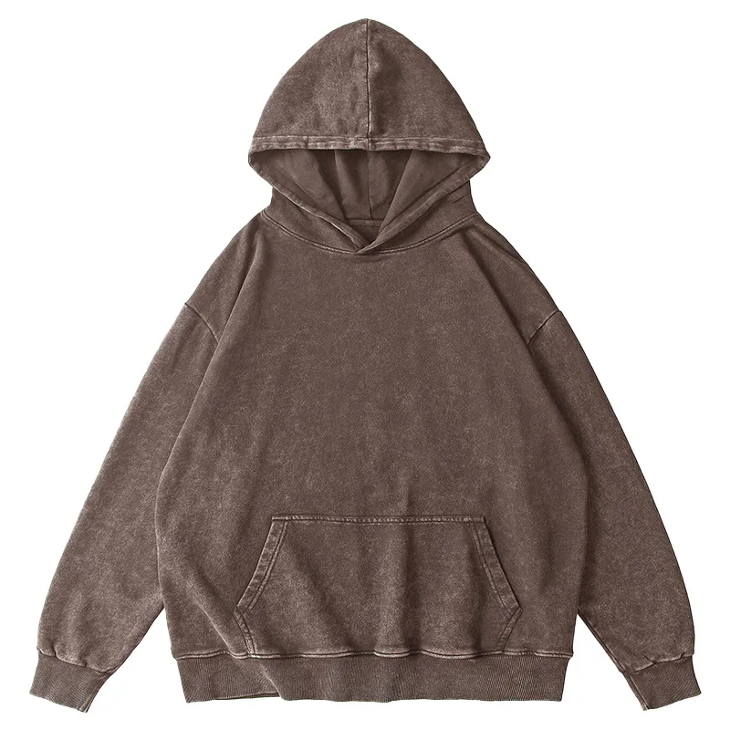 INS Cross-Border American Plus Size Distressed Hooded Sweater European Size Washed Waxed Drop Shoulder Loose Hoodie Custom Logo