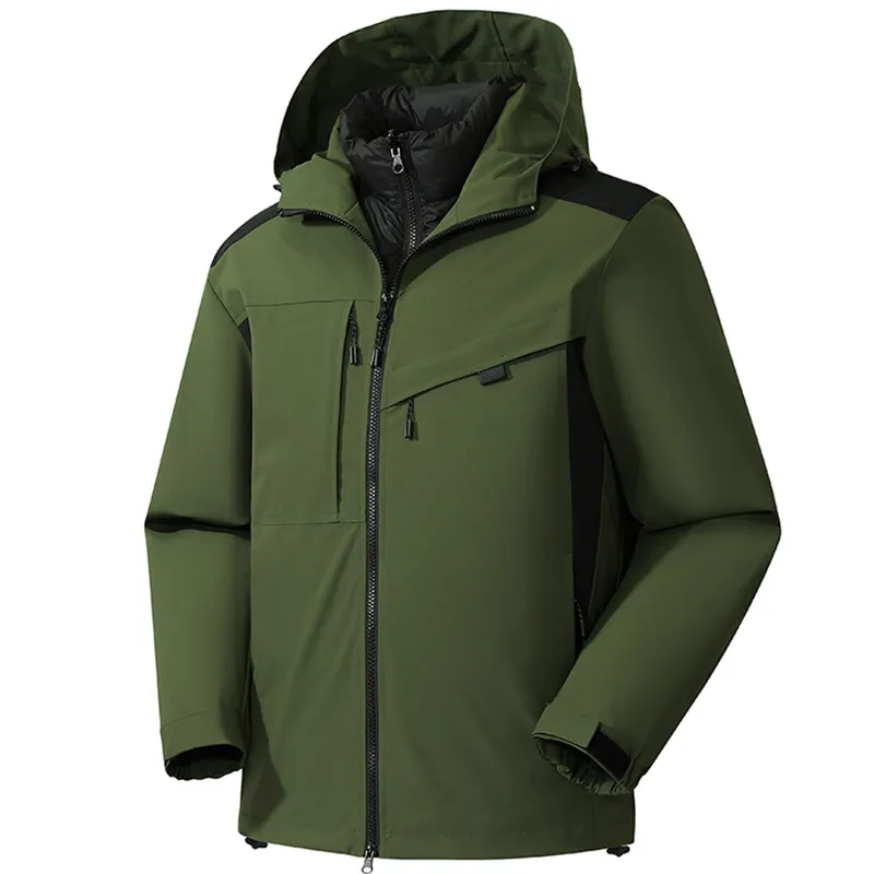 90 Down Shell Jacket Printed Logo Three-in-One Down Jacket Coat Winter Windproof Waterproof Jacket Mountaineering Clothing Customized