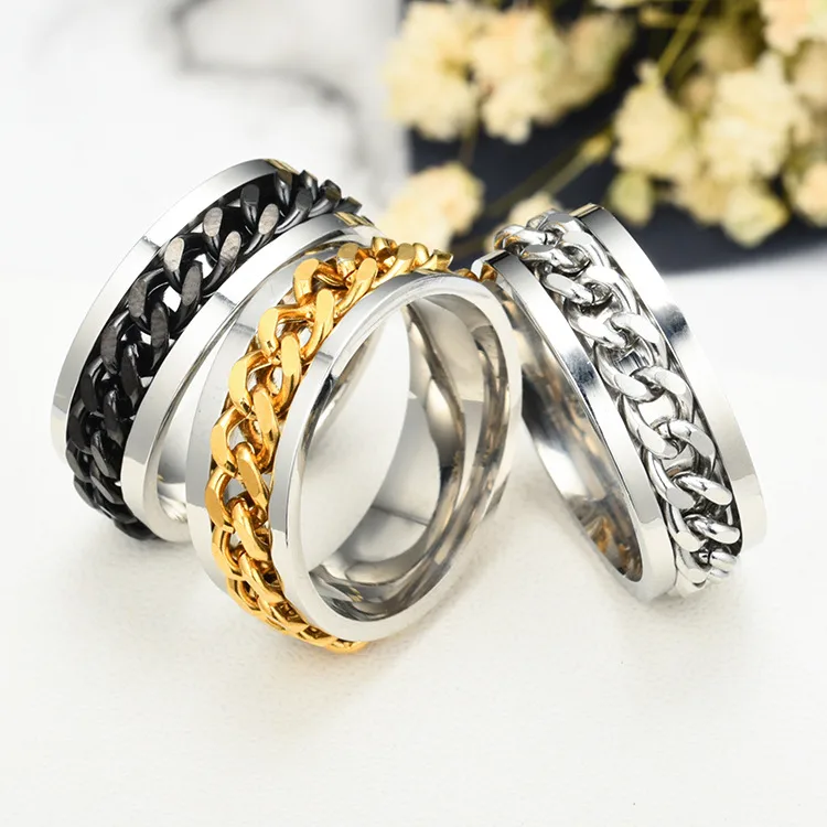 Titanium&stainless Steel Fashion Geometric Ring  (8mm Steel Color 6) Nhtp0035-8mm-steel-color-6