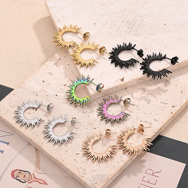 1 Pair/Package Casual Modern Style Simple Style Multicolor Sun Simple Handmade Polishing Plating 304 Stainless Steel 18K Gold Plated Colorful Plating Rose Gold Plated Ear Studs