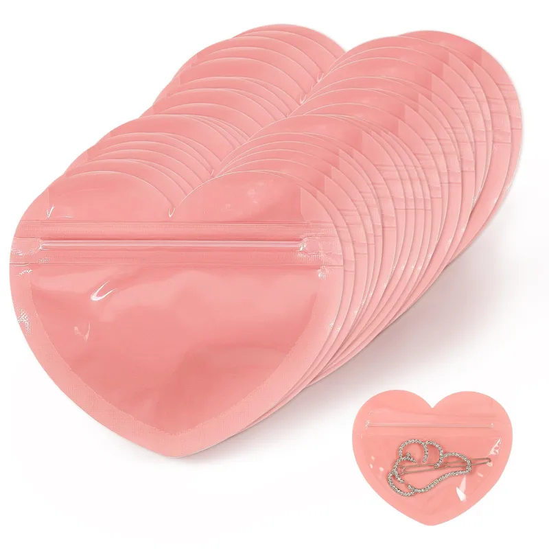 Heart Shape Solid Color PVC Jewelry Packaging Bags
