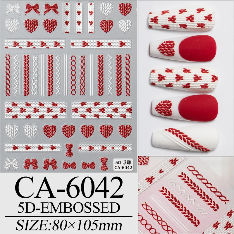 Cute Retro Heart Shape Bow Knot PET Tpu Nail Patches