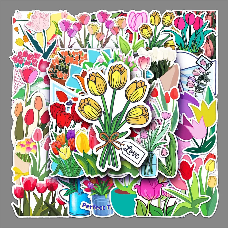 1 Piece Tulips School Graduation PVC Self-adhesive Cute Pastoral Stickers