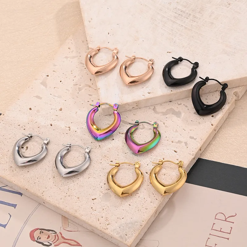 1 Pair/Package Casual Modern Style Simple Style V Shape Handmade Polishing Plating 304 Stainless Steel 18K Gold Plated Colorful Plating Rose Gold Plated Earrings