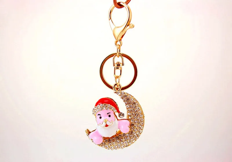 1 Piece Sweet Simple Style Moon Alloy Inlay Rhinestones Unisex Keychain