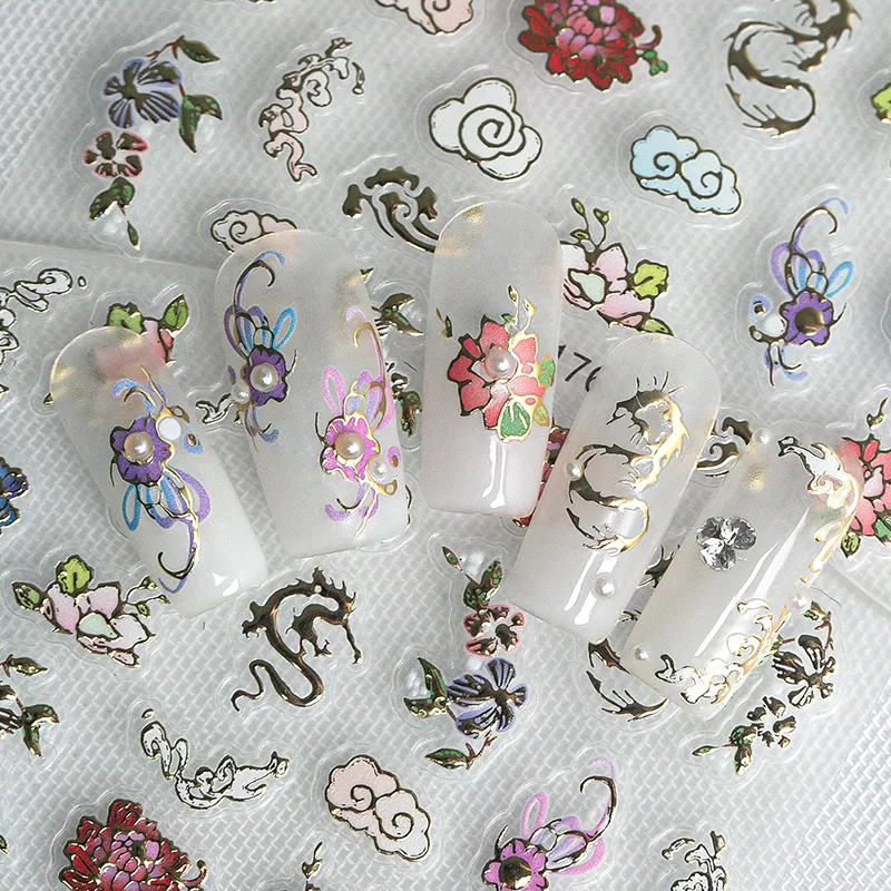 IG Style Shiny Flower Nail Stickers Nail Decoration Accessories