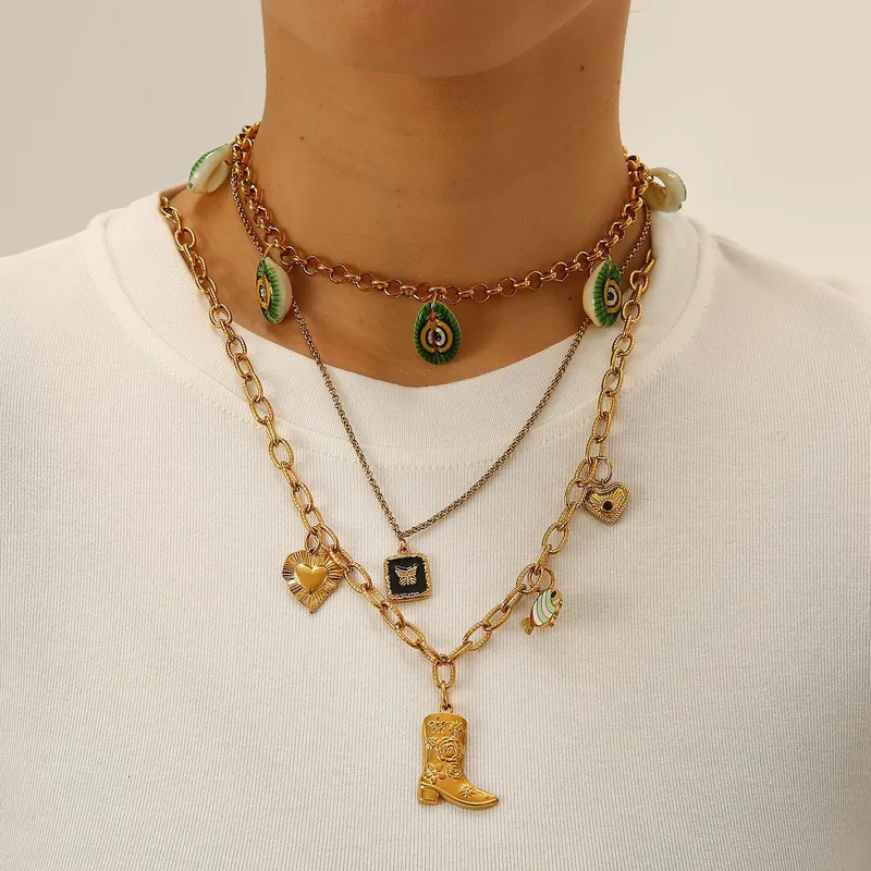 Vacation Simple Style Solid Color 304 Stainless Steel Plating Women's Pendant Necklace