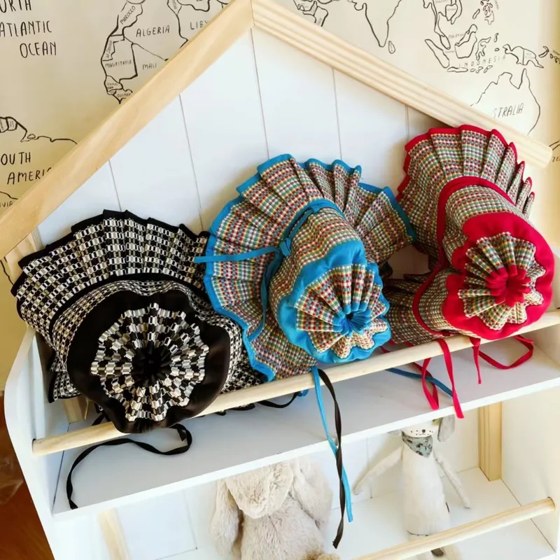 Unisex Cute Retro Plaid Big Eaves Sun Hat