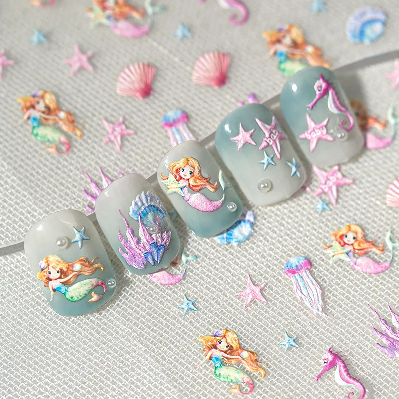 IG Style Cartoon Style Cute Ocean Mermaid Shell Nail Stickers Nail Decoration Accessories
