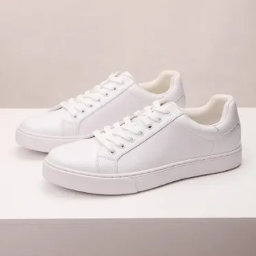 Men's Casual Solid Color Sewing Thread Round Toe Skate Shoes