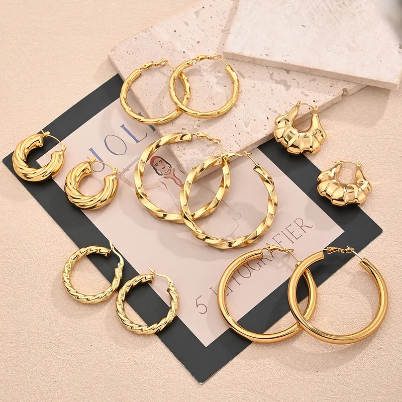 1 Pair/Package Casual Modern Style Simple Style U Shape Geometry Handmade Polishing Plating 304 Stainless Steel 18K Gold Plated Earrings