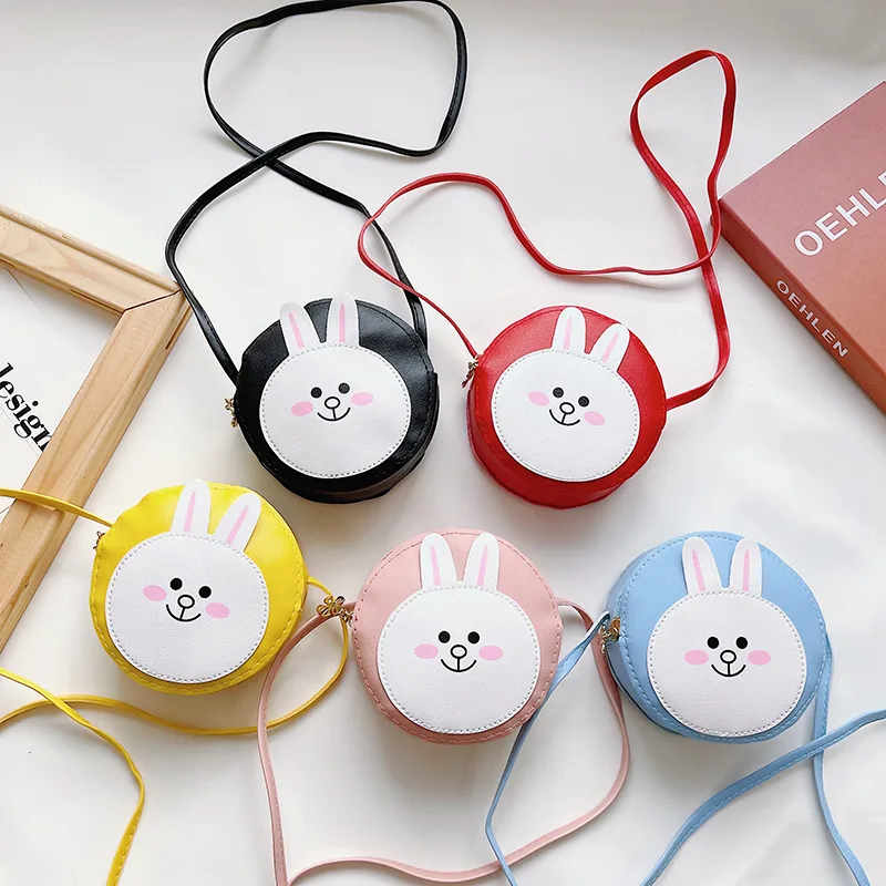 Kid'S Pu Leather Animal Cartoon Cute Round Zipper Shoulder Bag