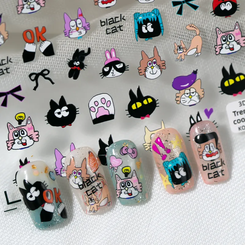 IG Style Cartoon Style Cute Cat Nail Stickers Nail Decoration Accessories