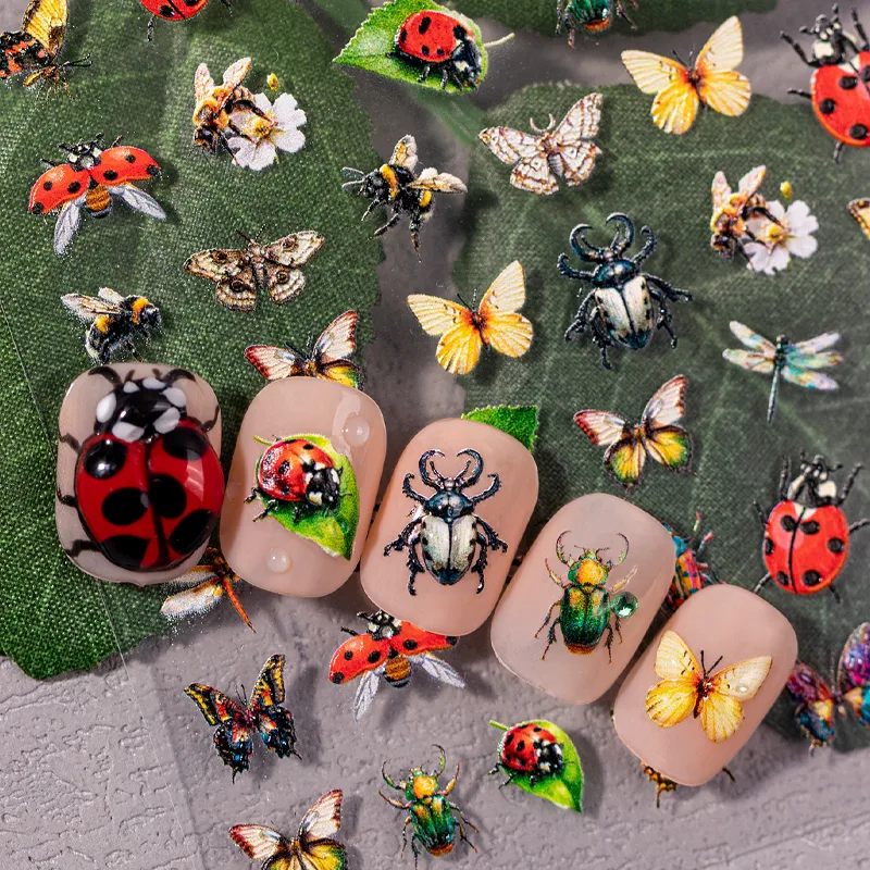 Hawaiian Tropical Pastoral Insect Dragonfly Butterfly Nail Stickers Nail Patches