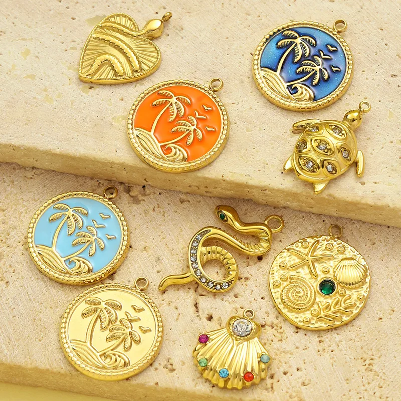 Retro Animal Heart Shape Snake 304 Stainless Steel Plating DIY Ornament Accessories