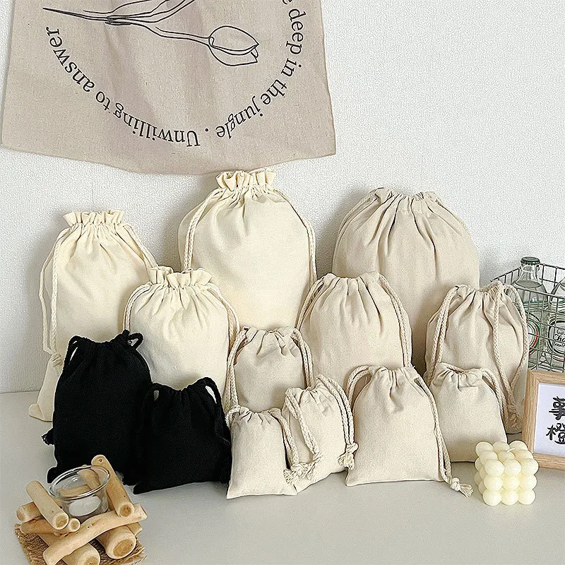 Canvas Pouch Customized Dustproof Storage Drawstring Rice Canvas Packaging Bag Wholesale Canvas Bag Customized Printed Logo