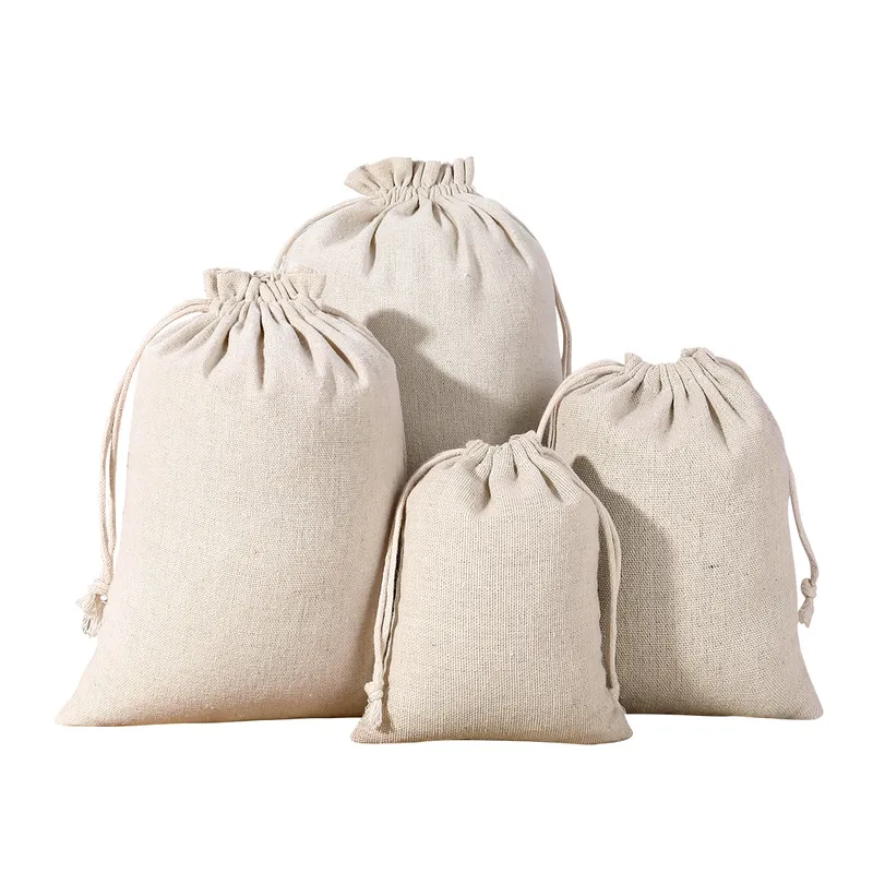 Diablement Fort Drawstring Bag Drawstring Bundle Rice Blank Buggy Bag Advertising Printing Cotton Packaging Bag Wholesale