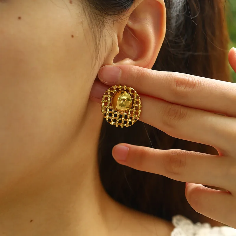 1 Pair IG Style French Style Commute Geometric Polishing 304 Stainless Steel 18K Gold Plated Ear Studs