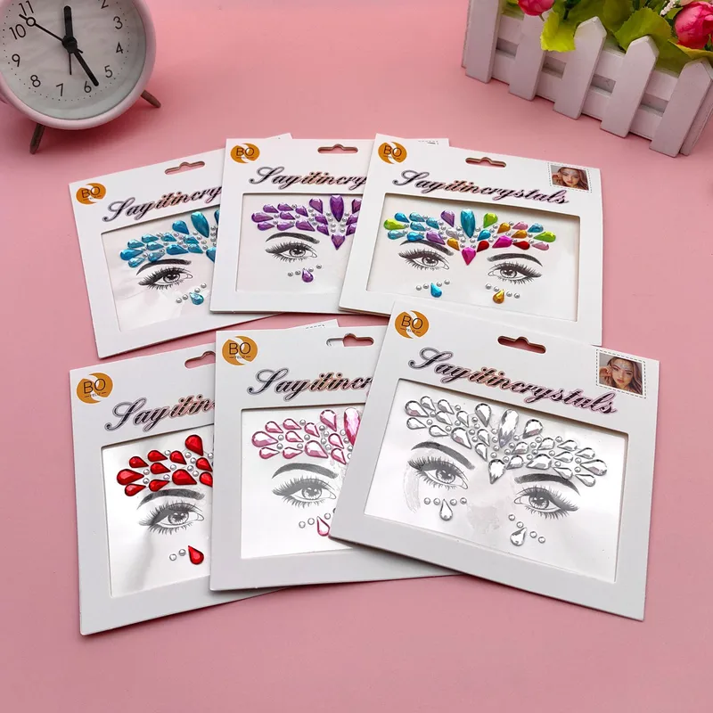 Children's Music Festival Makeup Special Effects Eye Face Water Drill Stickers Corner Eye Eyebrow Heart Stickers Performance