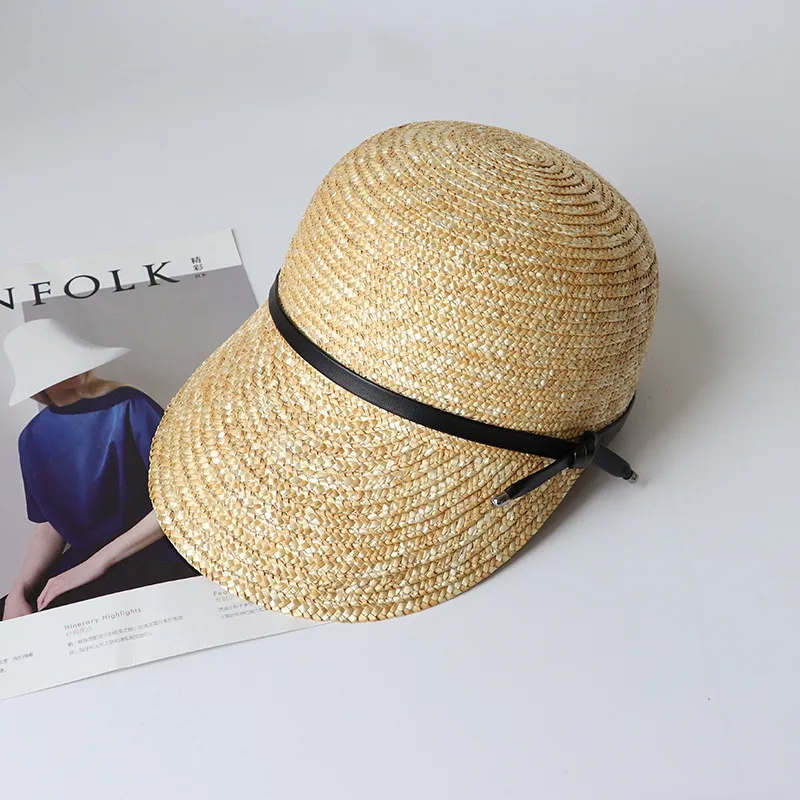 Women's Hawaiian Vacation Tropical Solid Color Curved Eaves Straw Hat Equestrian Hat