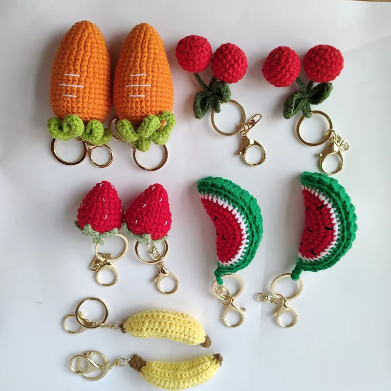 1 Piece Simple Style Fruit Yarn Bag Pendant Keychain