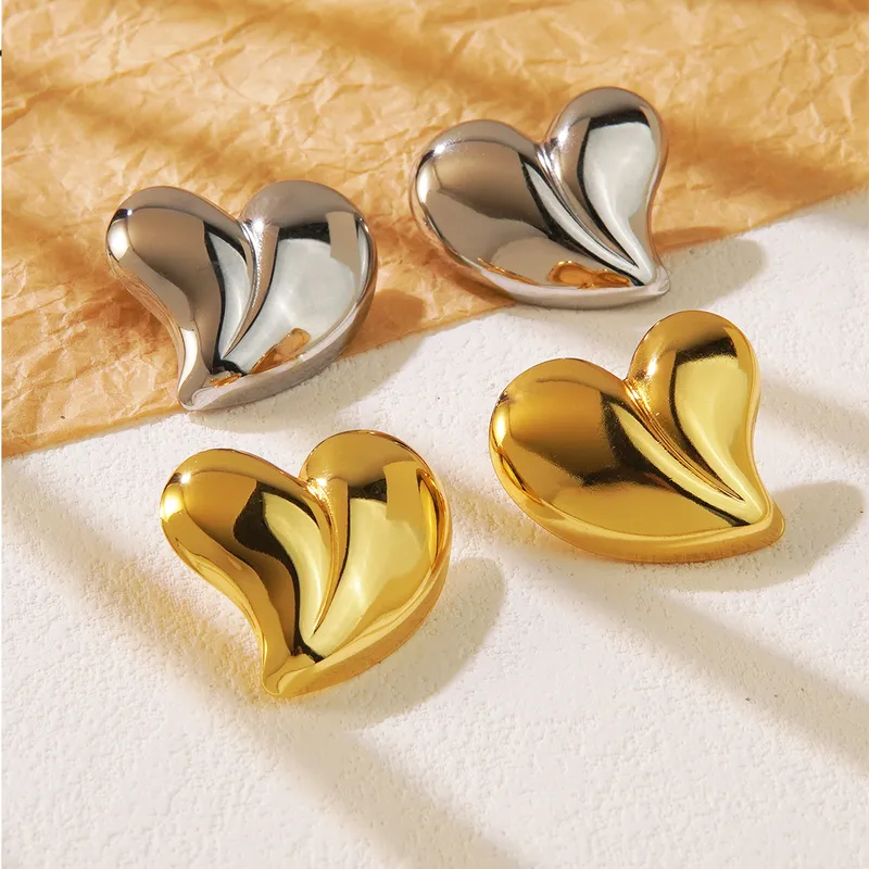 1 Pair Sweet Simple Style Heart Shape 304 Stainless Steel Imitation Gold  Ear Studs