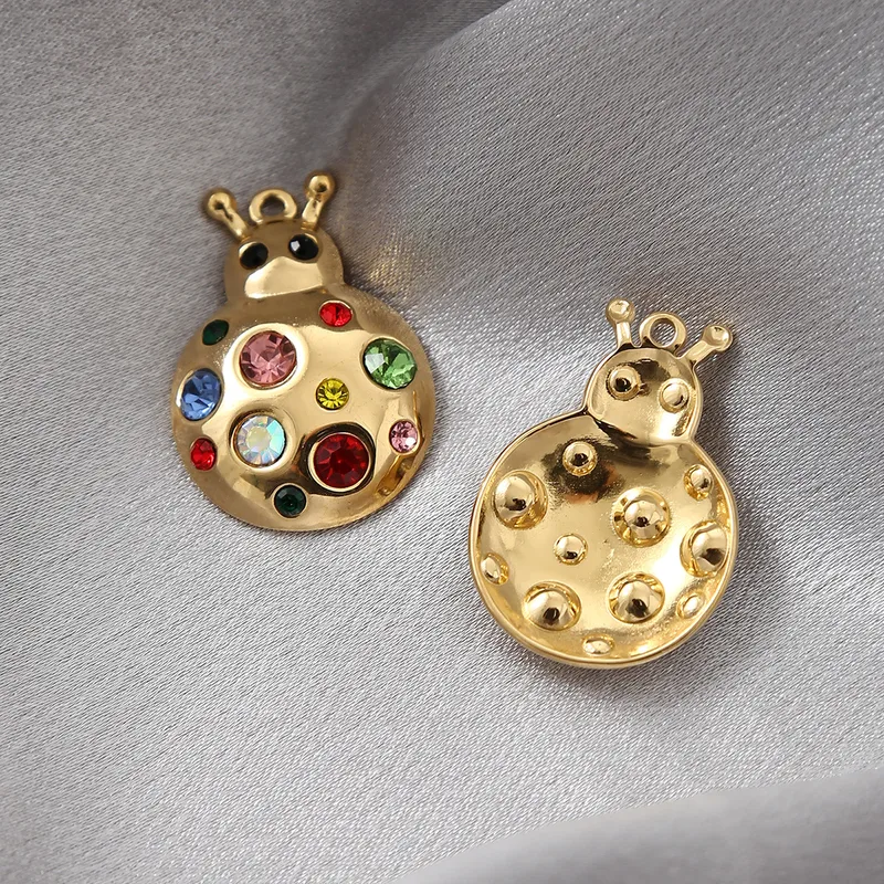 Cute Beetles 304 Stainless Steel Plating Zircon Jewelry Accessories