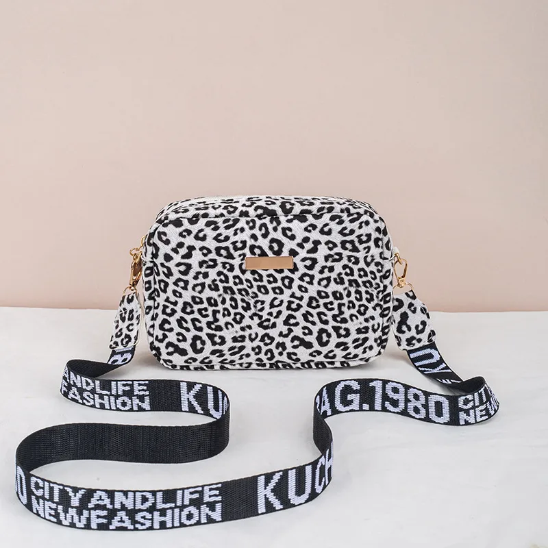 Women's Small Pu Leather Leopard Streetwear Square Zipper Square Bag