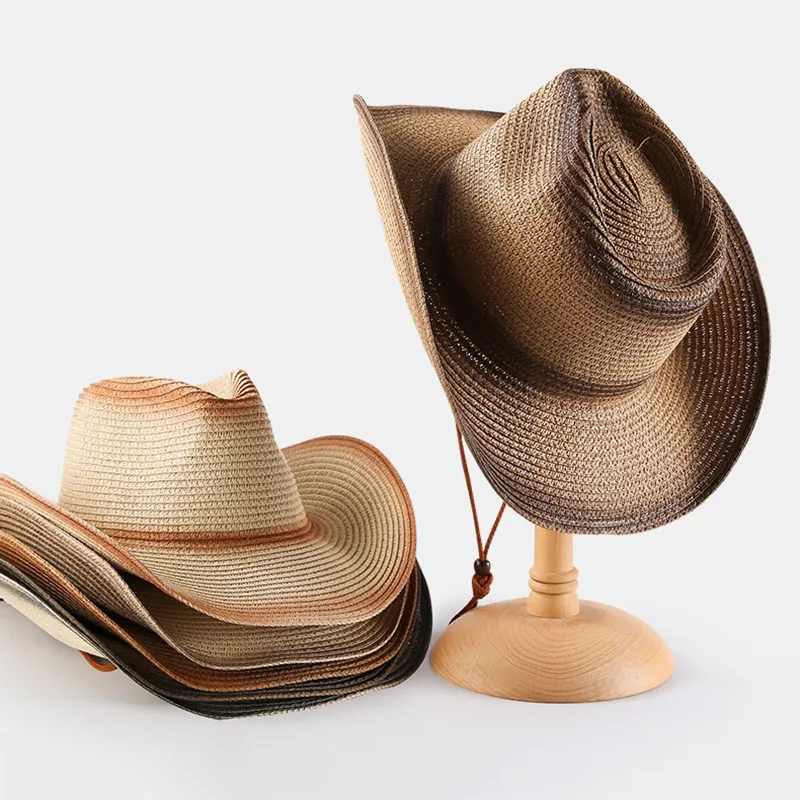 Unisex Hawaiian Tropical Geometric Curved Eaves Straw Hat