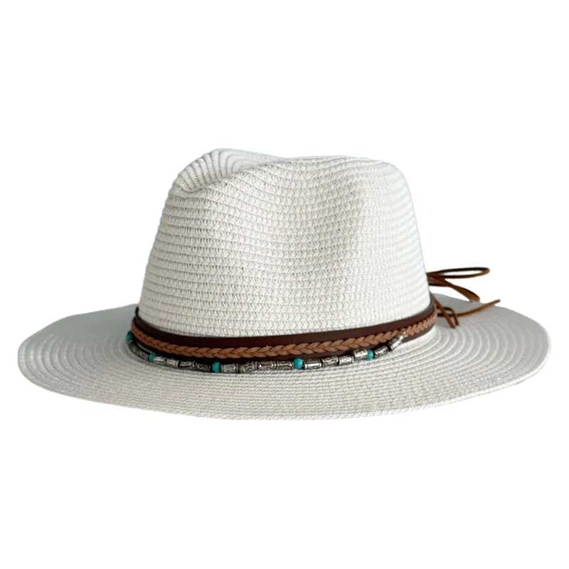 Unisex Retro Hawaiian Tropical Solid Color Flat Eaves Straw Hat
