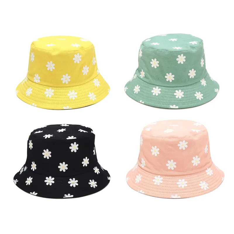 Women's Cute Vacation Flower Curved Eaves Bucket Hat