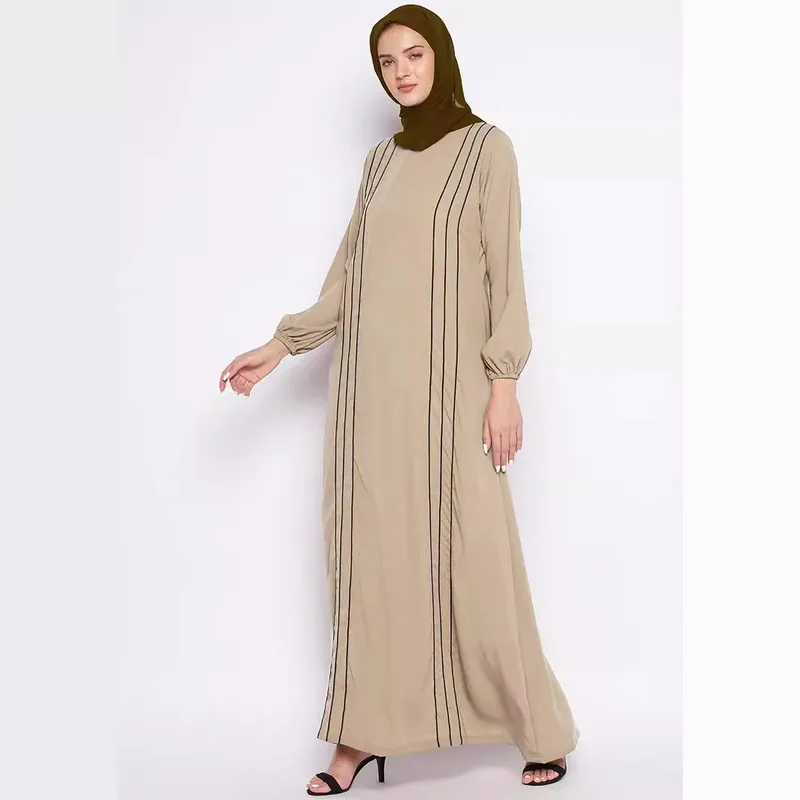 Women's Adults Lines Contrast Binding Abaya